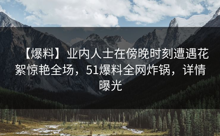 【爆料】业内人士在傍晚时刻遭遇花絮惊艳全场，51爆料全网炸锅，详情曝光