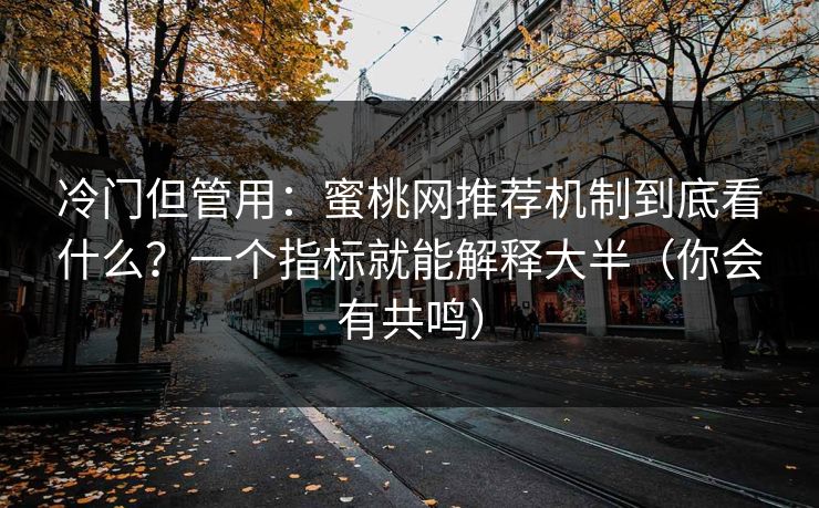 冷门但管用：蜜桃网推荐机制到底看什么？一个指标就能解释大半（你会有共鸣）
