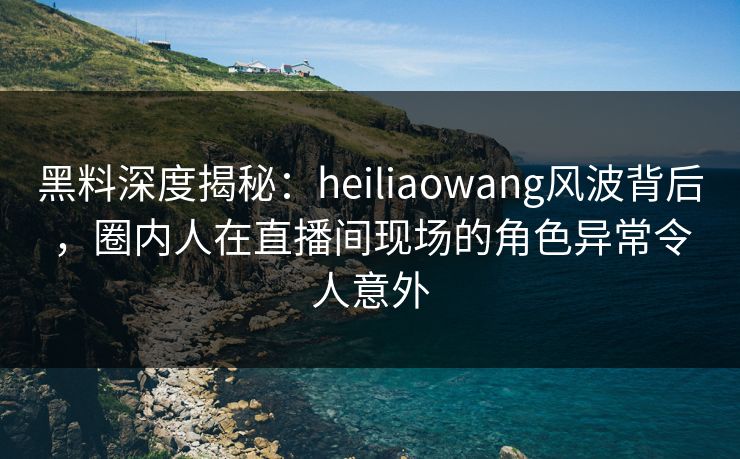 黑料深度揭秘：heiliaowang风波背后，圈内人在直播间现场的角色异常令人意外