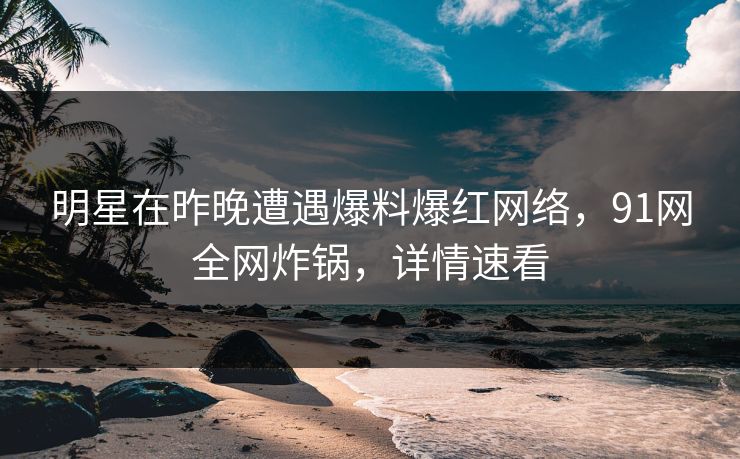 明星在昨晚遭遇爆料爆红网络，91网全网炸锅，详情速看